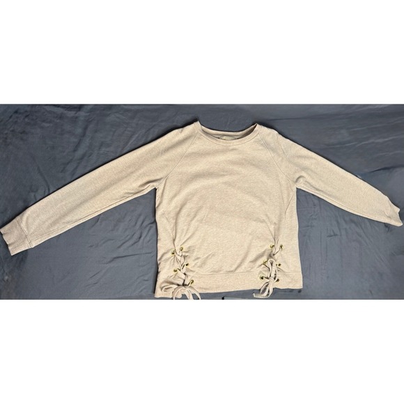 Michael Kors Womens Oatmeal Heather Lace Up Side Grommet Sweatshirt Small Beige - Picture 16 of 16